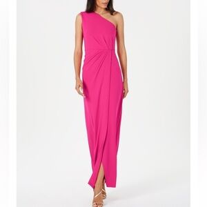 Calvin Klein Pink Draped One Shoulder Gown